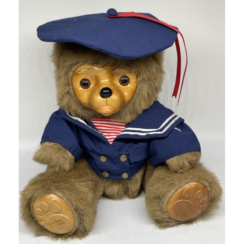 RAIKES Bear CHRISTOPHER 14" Pouty Sailor Wooden Face 5455 Vintage 1986 - Picture 2 of 9
